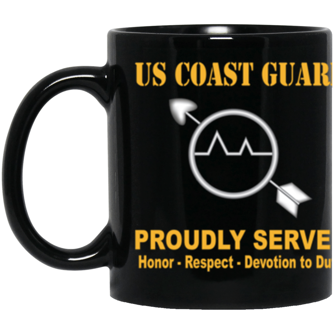 USCG Operations Specialist OS Logo Proudly Served Core Values 11 oz. Black Mug-Drinkware-Veterans Nation