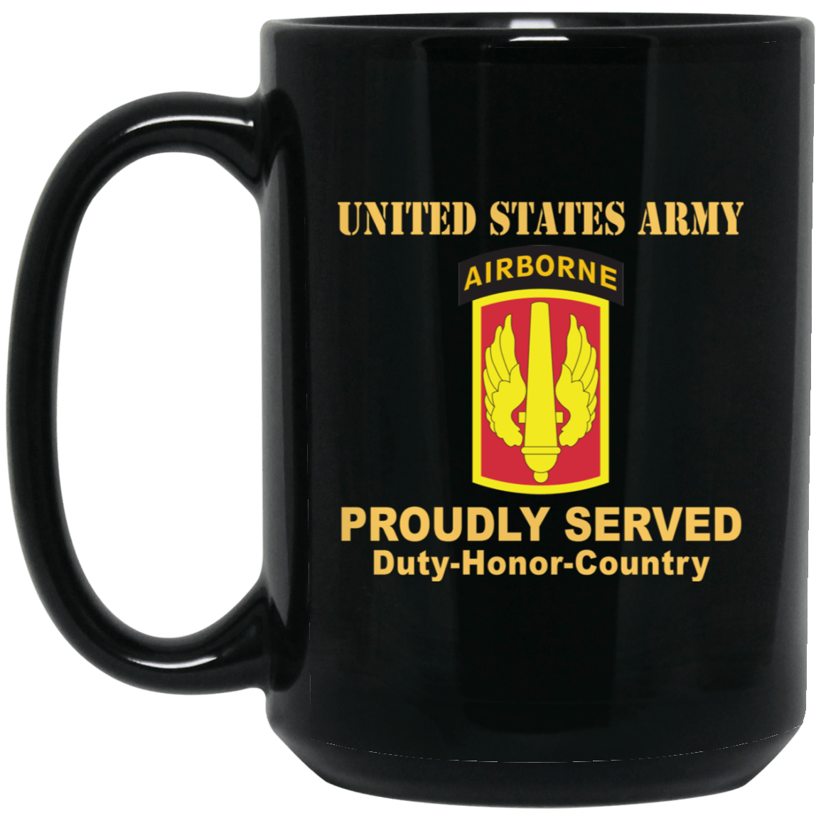 US ARMY 18TH FIELD ARTILLERY WITH AIRBORNE TAB- 11 oz - 15 oz Black Mug-Mug-Army-CSIB-Veterans Nation