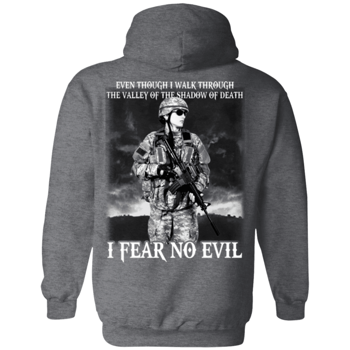 Military T-Shirt "I Fear No Evil Female Veteran Design" On Back-TShirt-General-Veterans Nation