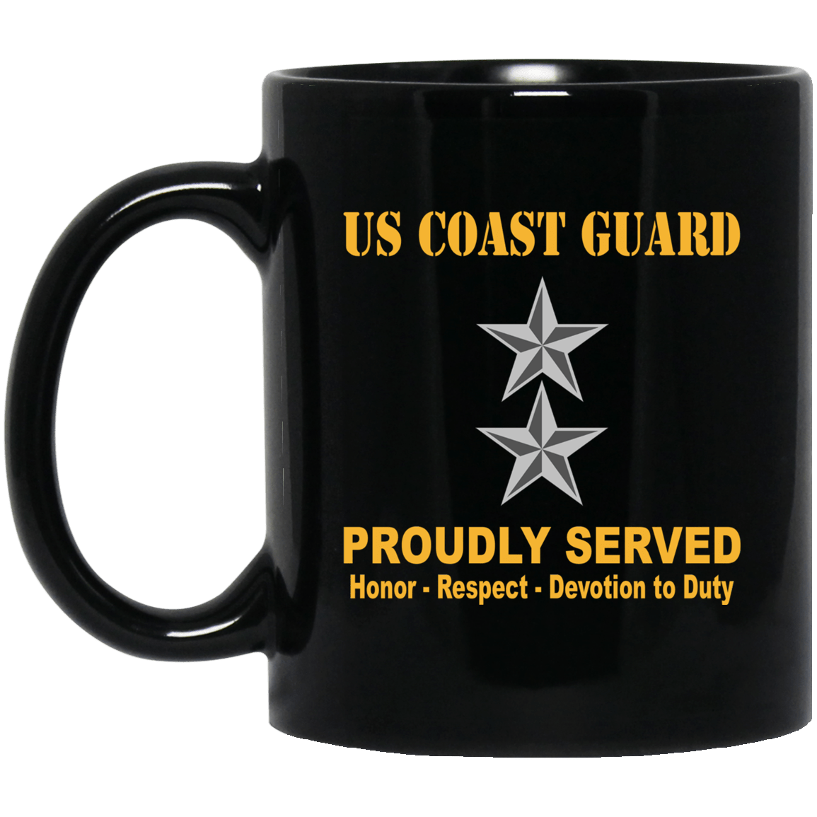 US Coast Guard O-8 Rear Admiral O8 RADM Flag Officer Ranks Proudly Served Black Mug 11 oz - 15 oz-Mug-USCG-Officer-Veterans Nation