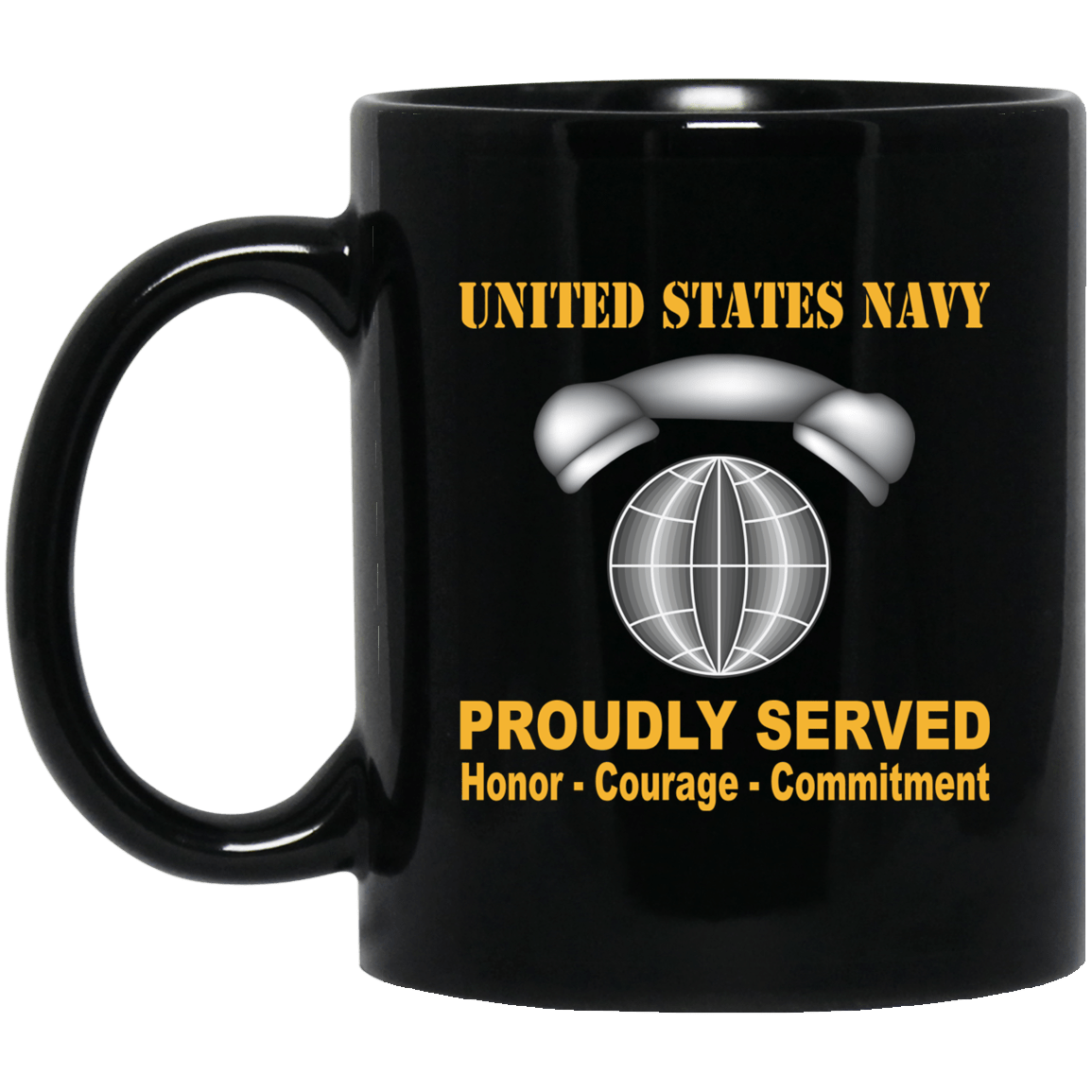 Navy Interior Communications Electrician Navy IC Proudly Served Black Mug 11 oz - 15 oz-Mug-Navy-Rate-Veterans Nation