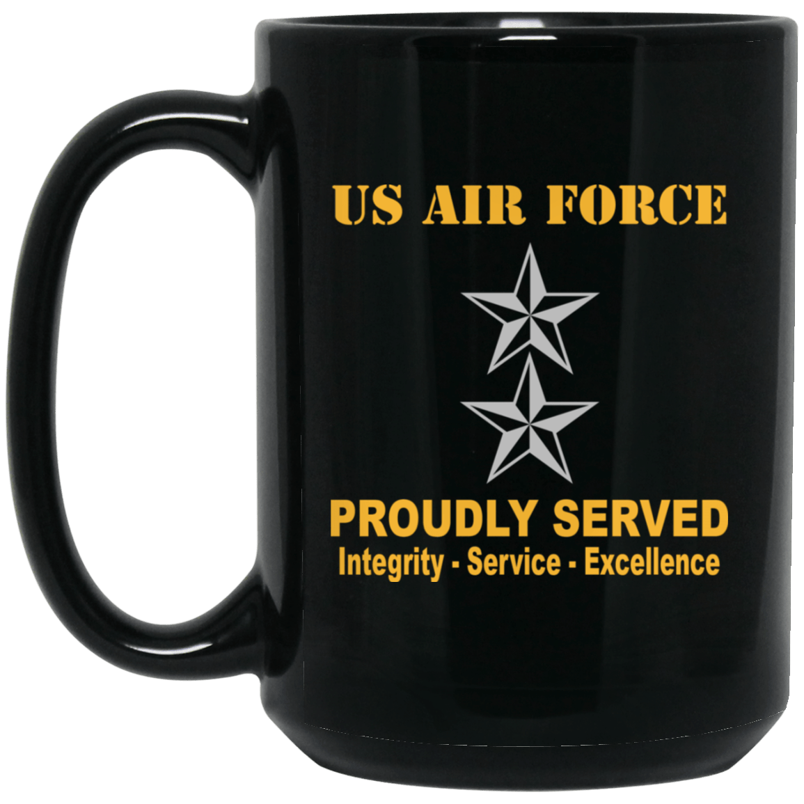 US Air Force O-8 Major General Maj G O8 General Officer Ranks Proudly Served Black Mug 11 oz - 15 oz-Mug-USAF-Ranks-Veterans Nation