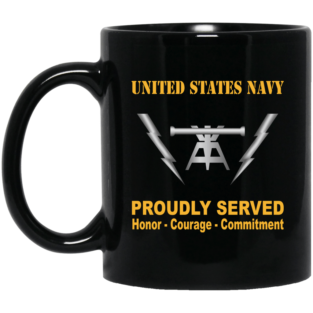 Navy Fire Controlman Navy FC Proudly Served Black Mug 11 oz - 15 oz-Mug-Navy-Rate-Veterans Nation