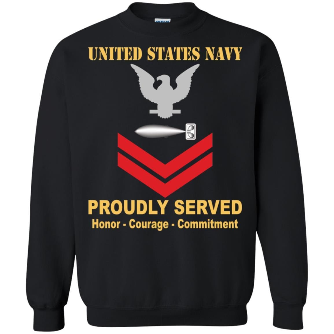 U.S Navy Torpedoman's mate Navy TM E-5 Rating Badges Proudly Served T-Shirt For Men On Front-TShirt-Navy-Veterans Nation