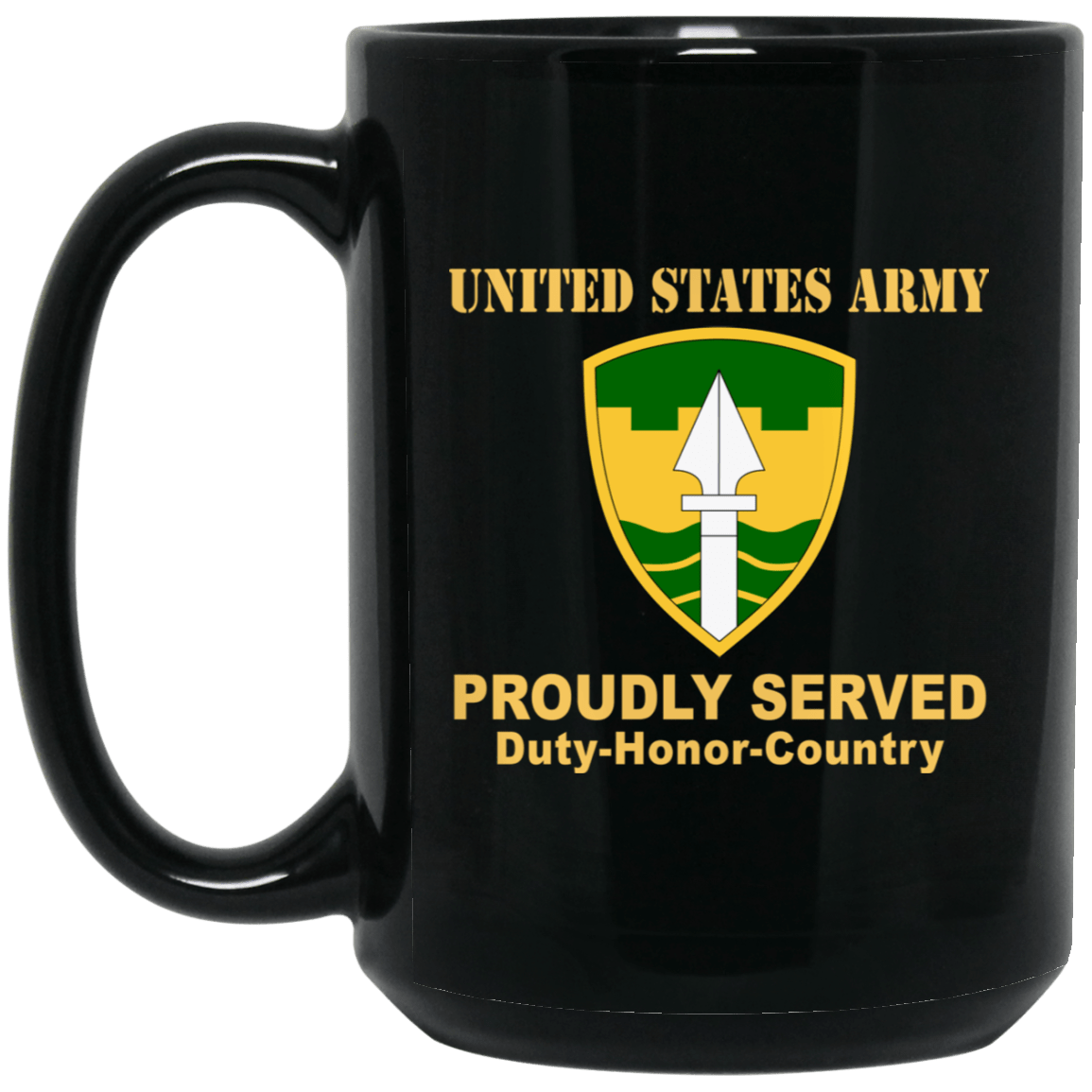 US ARMY MILITARY POLICE BRIGADE - 11 oz - 15 oz Black Mug-Mug-Army-CSIB-Veterans Nation