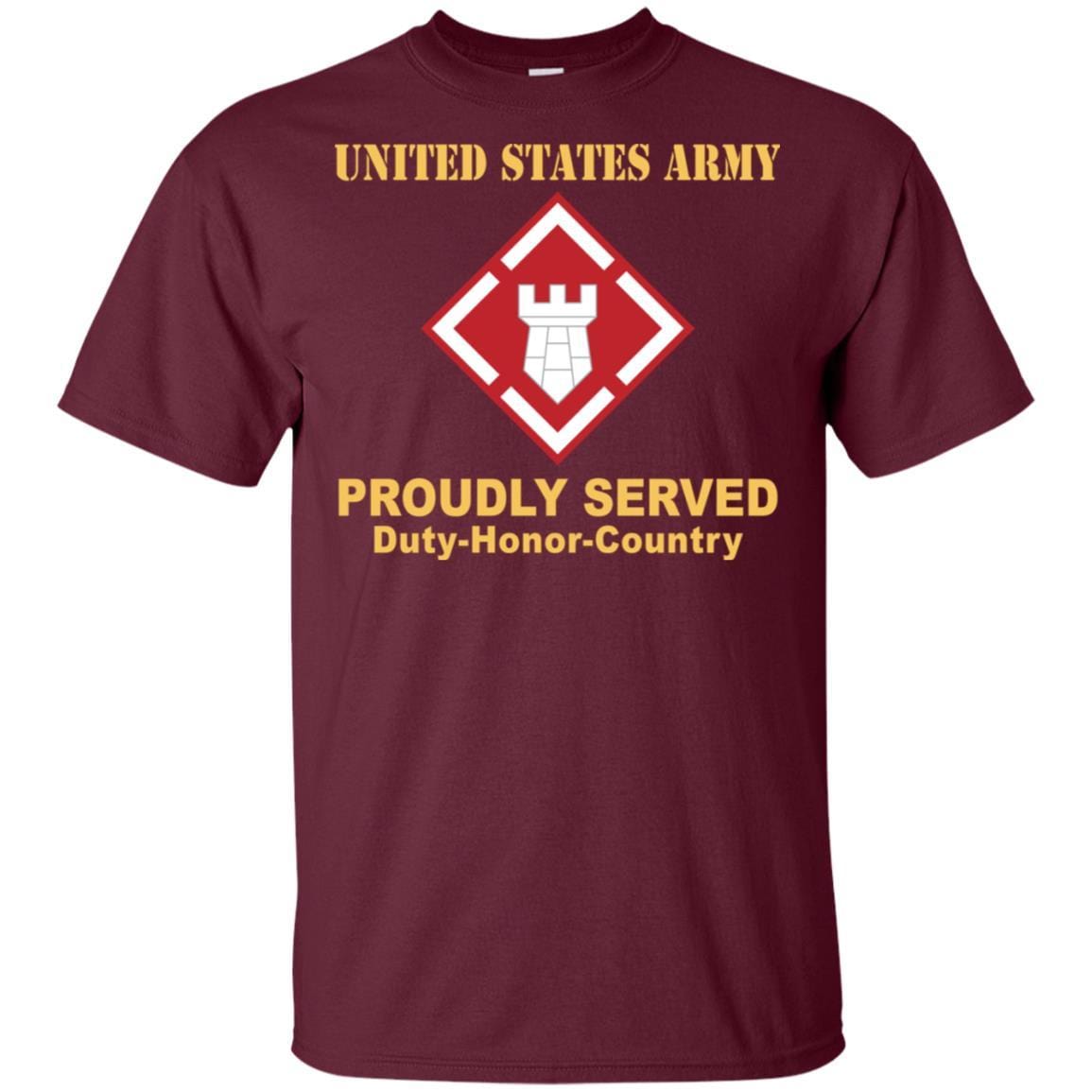 US ARMY 20TH ENGINEER BRIGADE WITH AIRBORNE TAB- Proudly Served T-Shirt On Front For Men-TShirt-Army-Veterans Nation