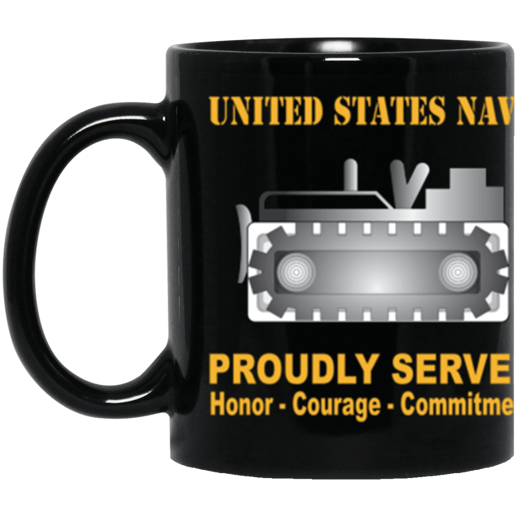 US Navy Navy Equipment Operator Navy EO Proudly Served Core Values 11 oz. Black Mug-Drinkware-Veterans Nation