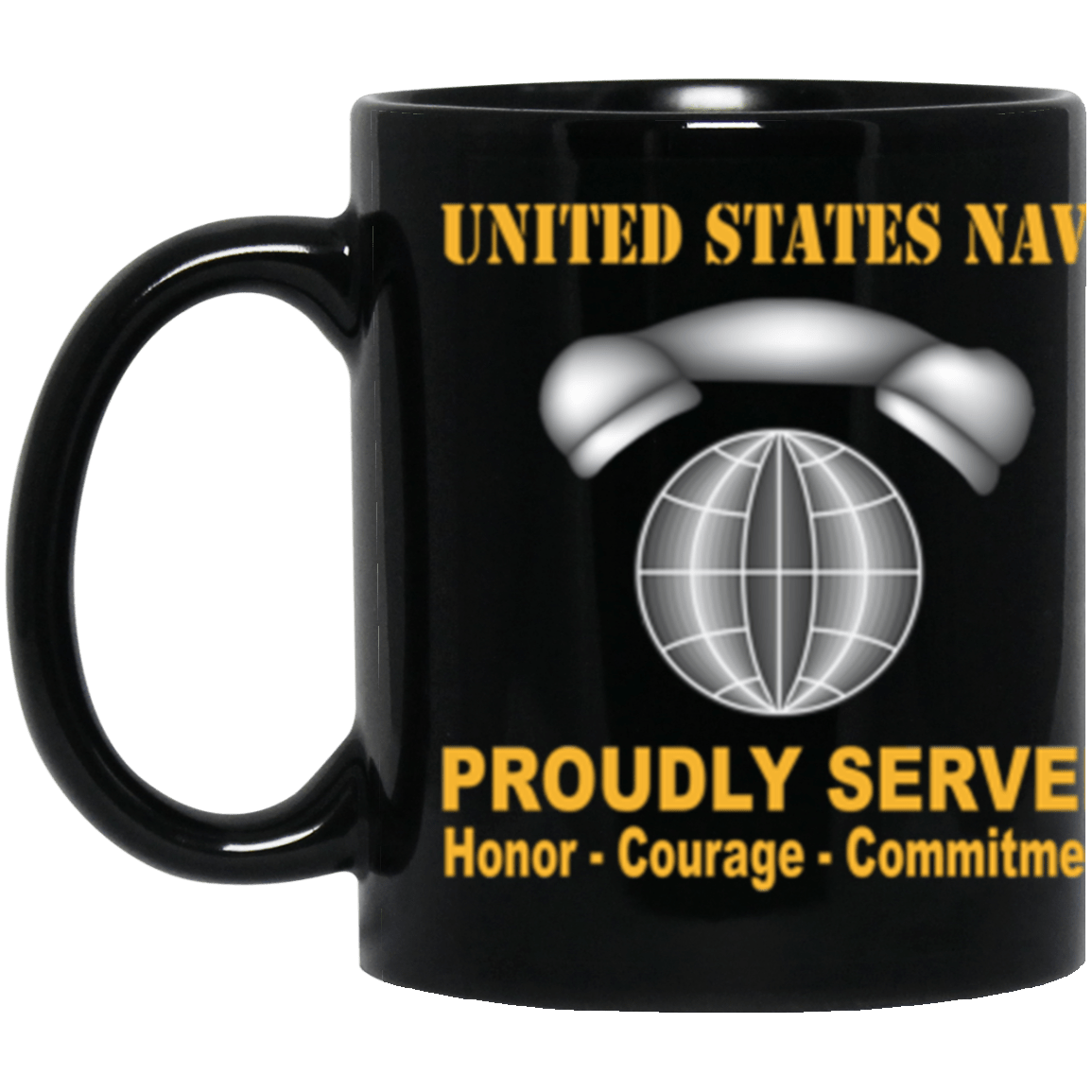 US Navy Navy Interior Communications Electrician Navy IC Proudly Served Core Values 11 oz. Black Mug-Drinkware-Veterans Nation