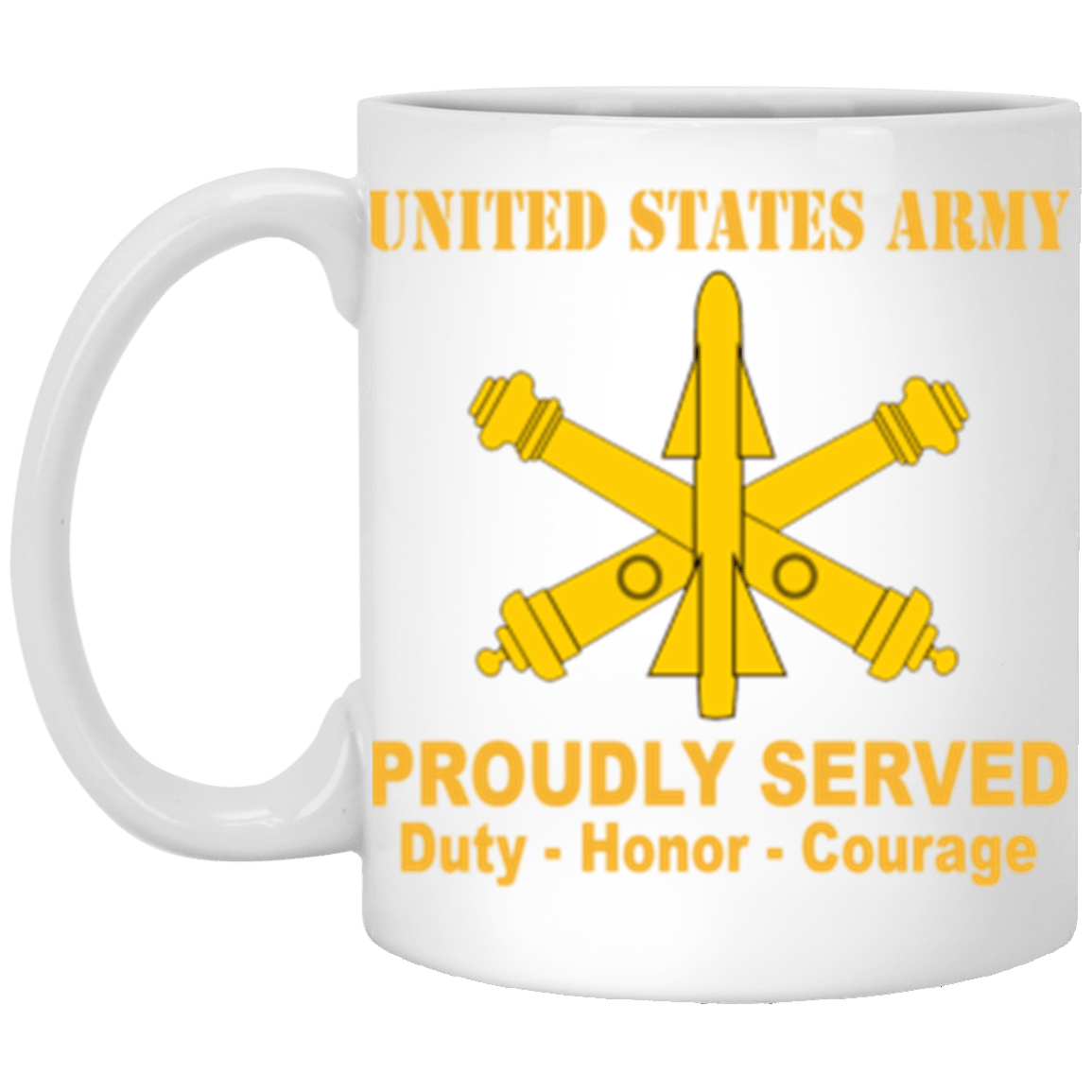 US Army Air Defense Artillery Proudly Served Core Values 11 oz. White Mug-Drinkware-Veterans Nation