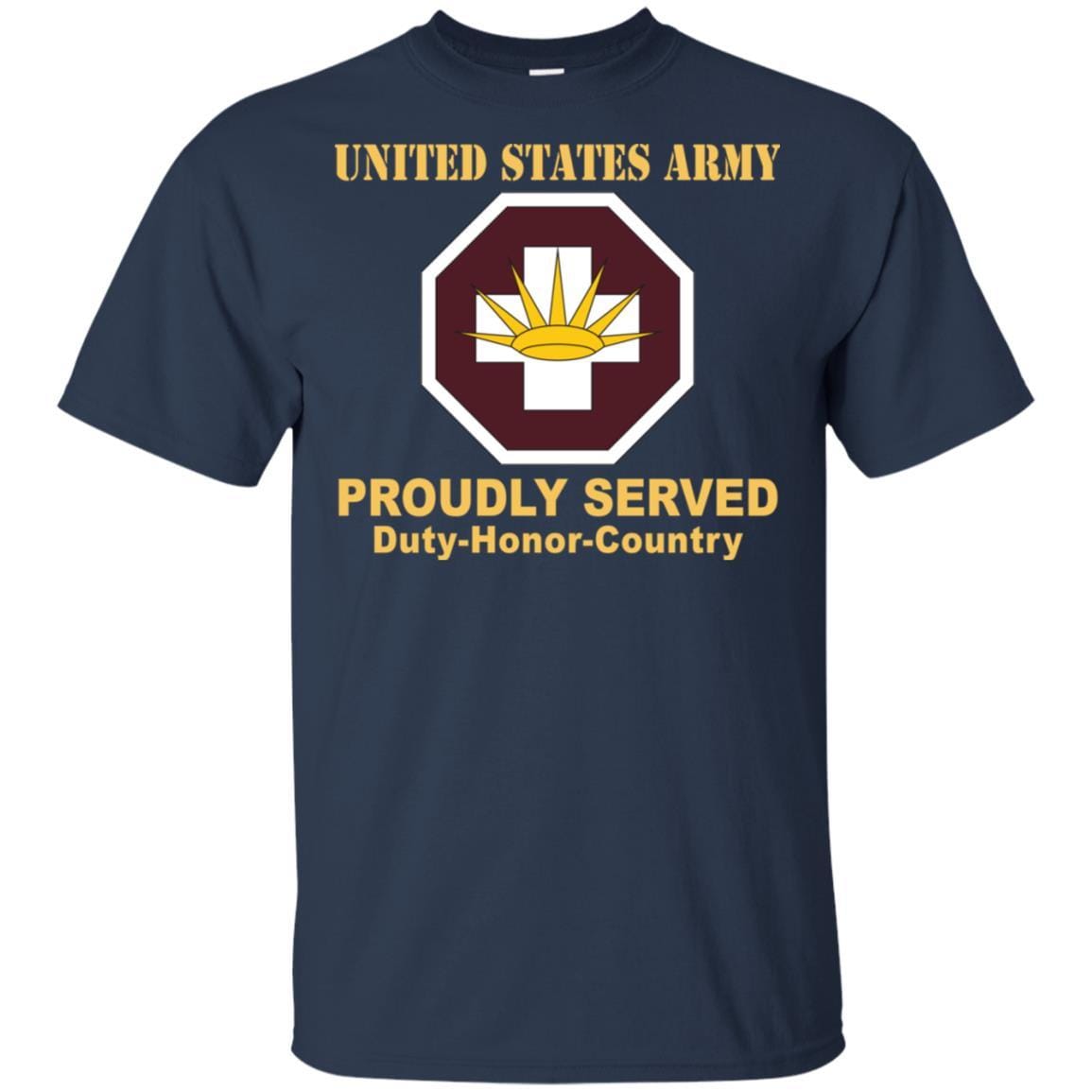 US ARMY 8TH MEDICAL BRIGADE- Proudly Served T-Shirt On Front For Men-TShirt-Army-Veterans Nation