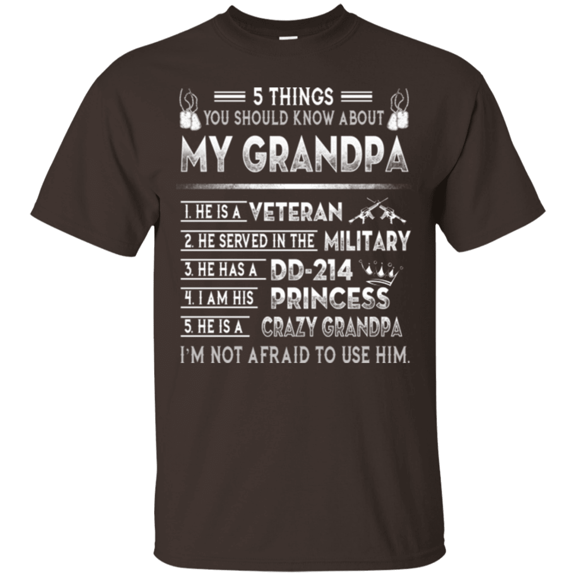 Military T-Shirt "5 Thing You Know My Grandpa Veteran DD 214"-TShirt-General-Veterans Nation