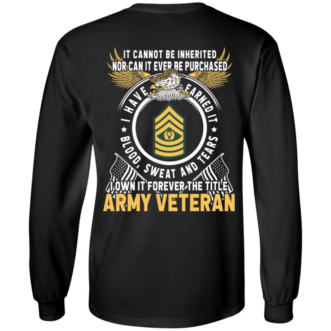 US Army E-9 Command Sergeant Major E9 CSM Noncommissioned Officer Ranks T-Shirt For Men On Back-TShirt-Army-Veterans Nation