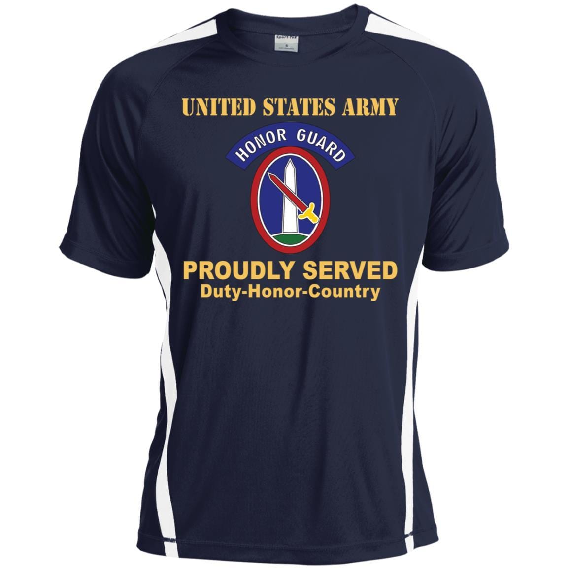 US ARMY 3RD INFANTRY REGIMENT, MILITARY DISTRICT OF WASHINGTON WITH HONOR GUARD TAB- Proudly Served T-Shirt On Front For Men-TShirt-Army-Veterans Nation