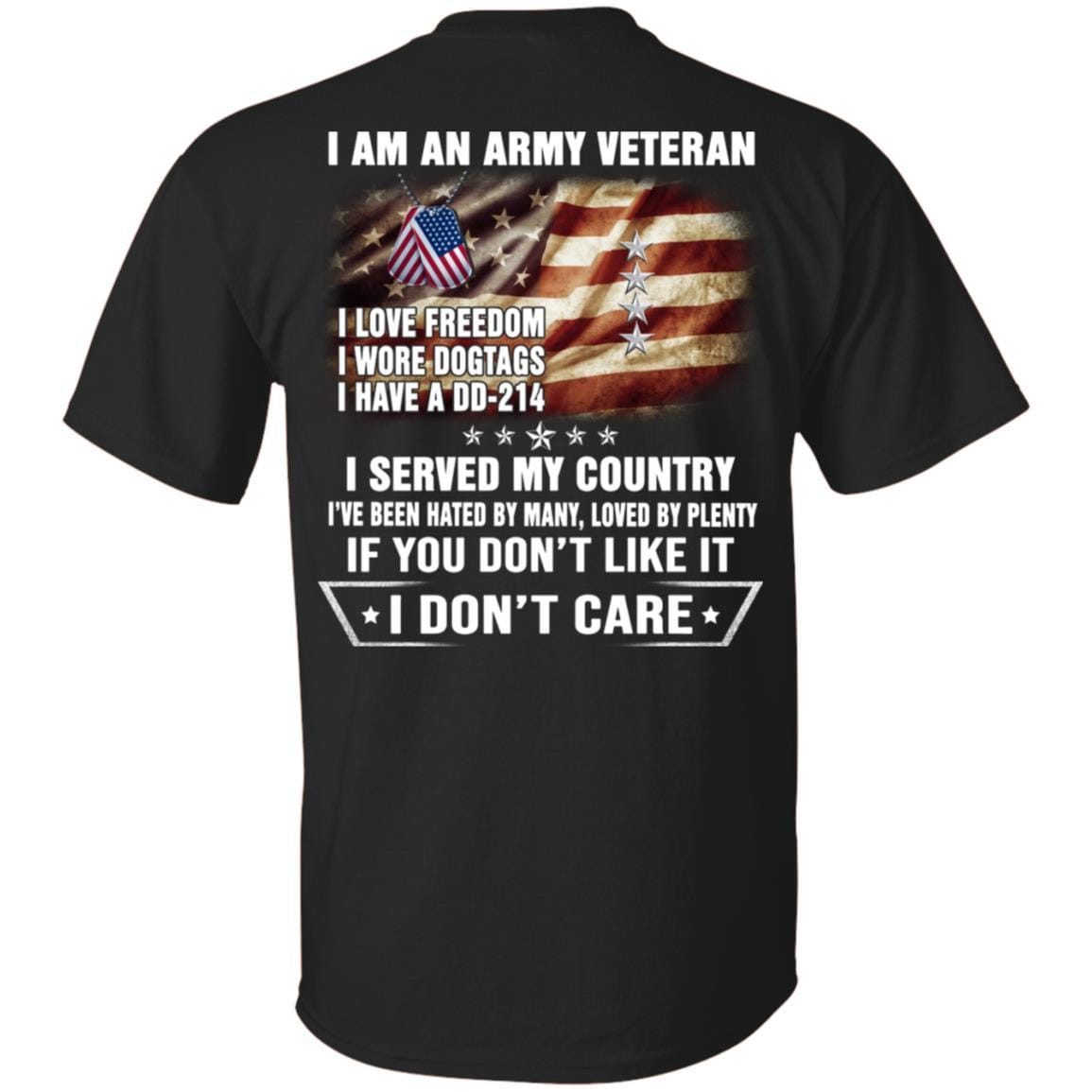 T-Shirt "I Am An Army Veteran" O-10 General(GEN)Rank On Back-TShirt-Army-Veterans Nation