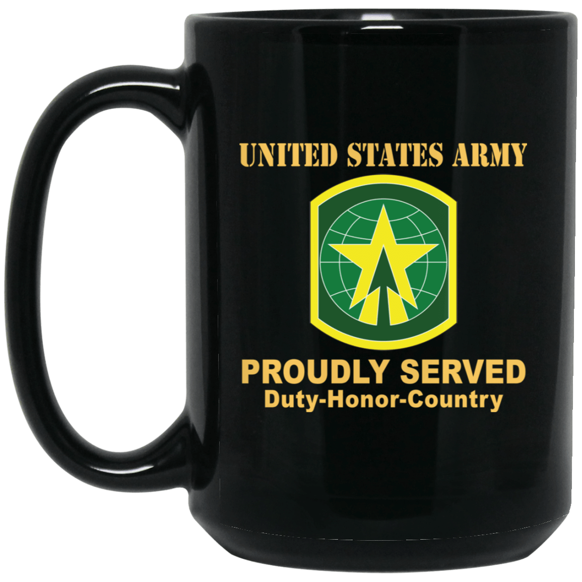 US ARMY 16TH MILITARY POLICE BRIGADE WITH AIRBORNE TAB- 11 oz - 15 oz Black Mug-Mug-Army-CSIB-Veterans Nation