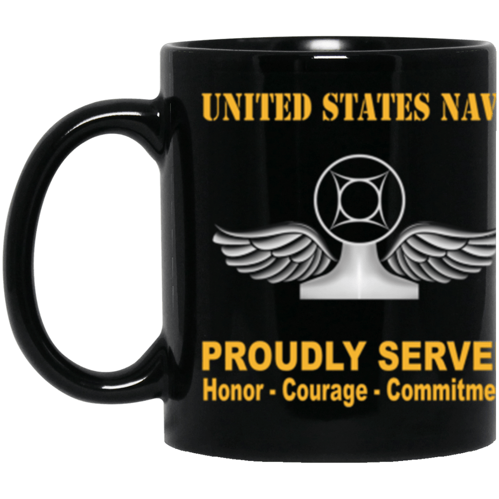 US Navy Navy Air Traffic Controller Navy AC Proudly Served Core Values 11 oz. Black Mug-Drinkware-Veterans Nation