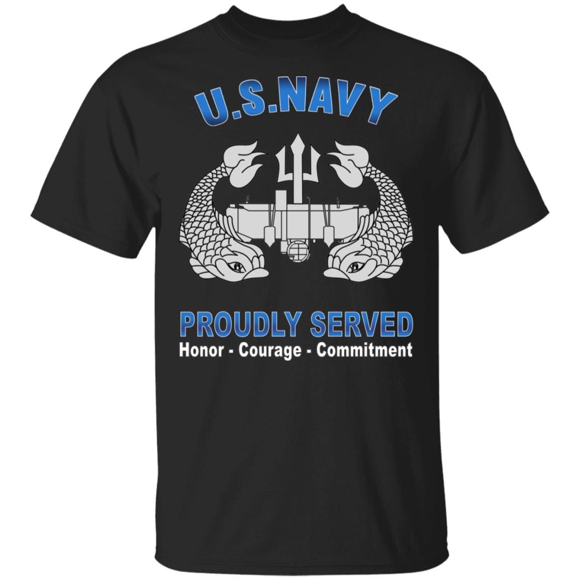 US Navy Deep Submergence Enlisted Badge Proudly Served T-Shirt On Front-Apparel-Veterans Nation