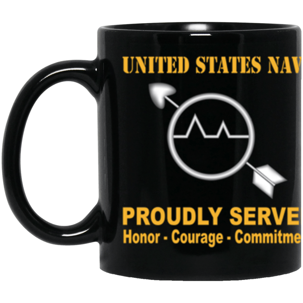 US Navy Operations specialist Navy OS Proudly Served Core Values 11 oz. Black Mug-Drinkware-Veterans Nation