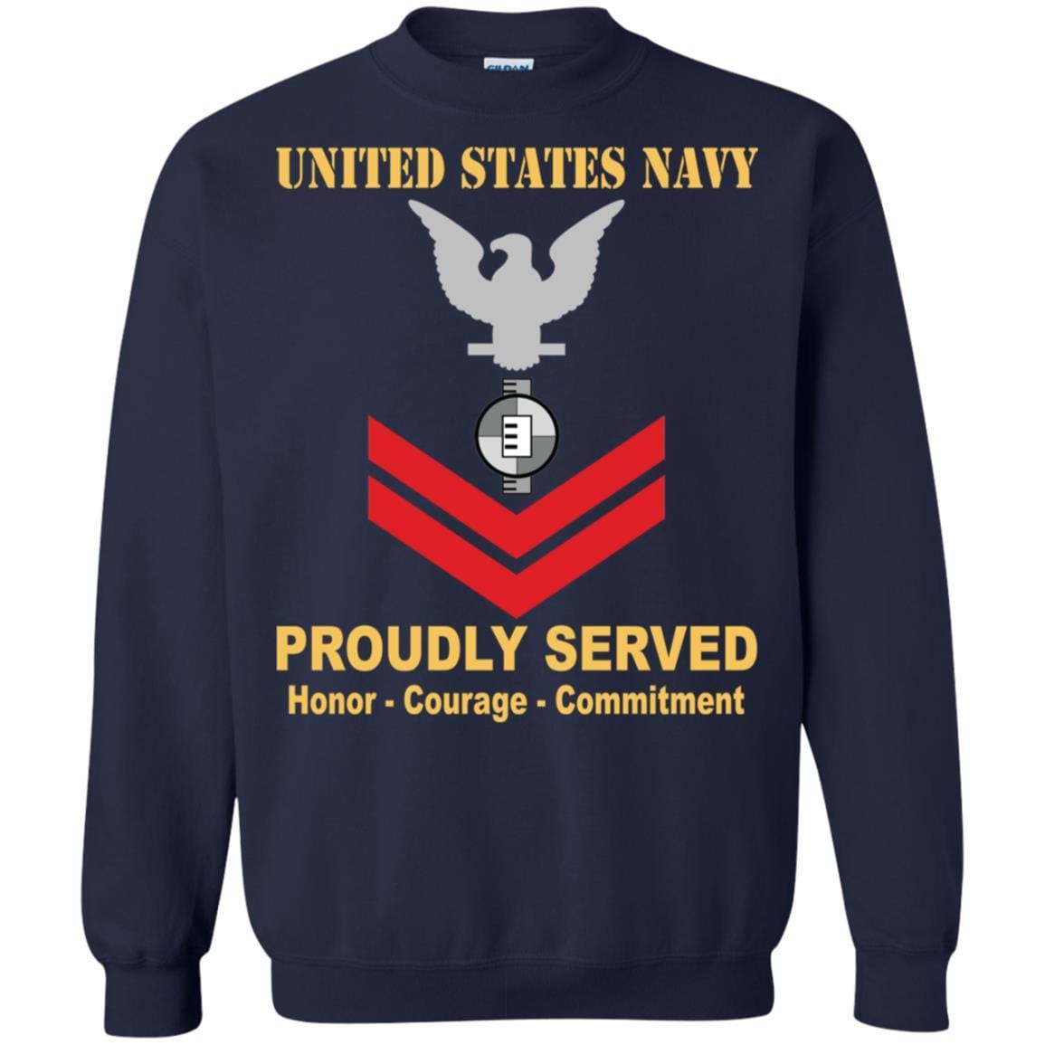 Navy Engineering Aide Navy EA E-5 Rating Badges Proudly Served T-Shirt For Men On Front-TShirt-Navy-Veterans Nation