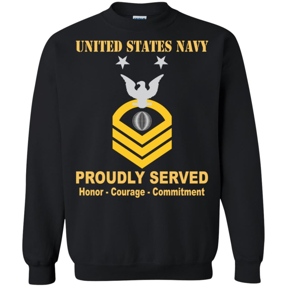 U.S Navy Electrician's mate Navy EM E-9 Rating Badges Proudly Served T-Shirt For Men On Front-TShirt-Navy-Veterans Nation