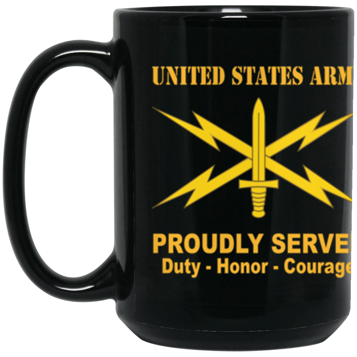 US Army Cyber Corps Proudly Served Core Values 15 oz. Black Mug-Drinkware-Veterans Nation