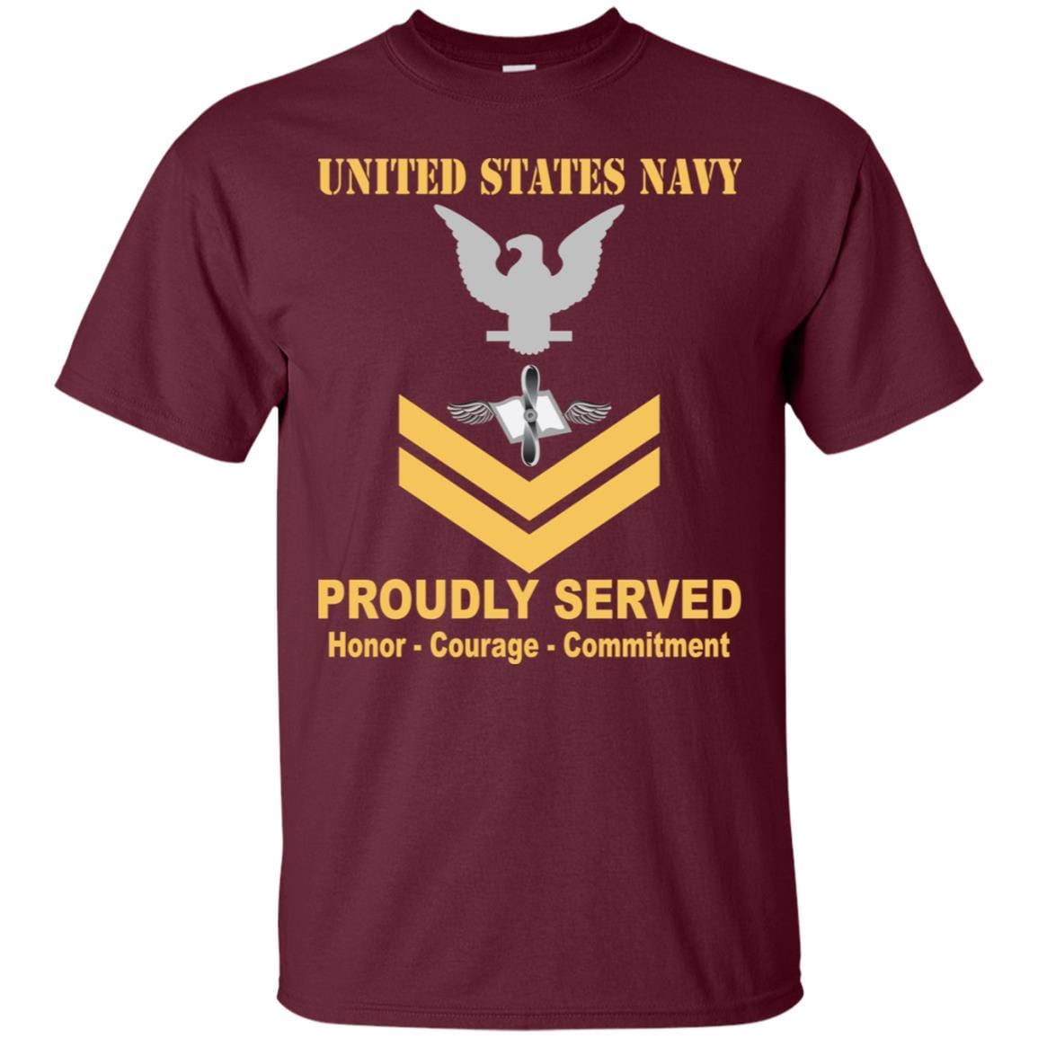 Navy Aviation Maintenance Administrationman Navy AZ E-5 Rating Badges Proudly Served T-Shirt For Men On Front-TShirt-Navy-Veterans Nation