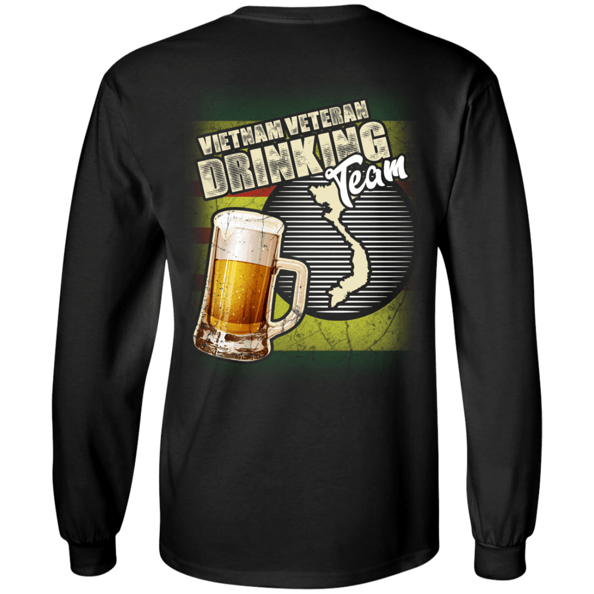 Military T-Shirt "Vietnam Veteran Drinking Bear Team Back"-TShirt-General-Veterans Nation
