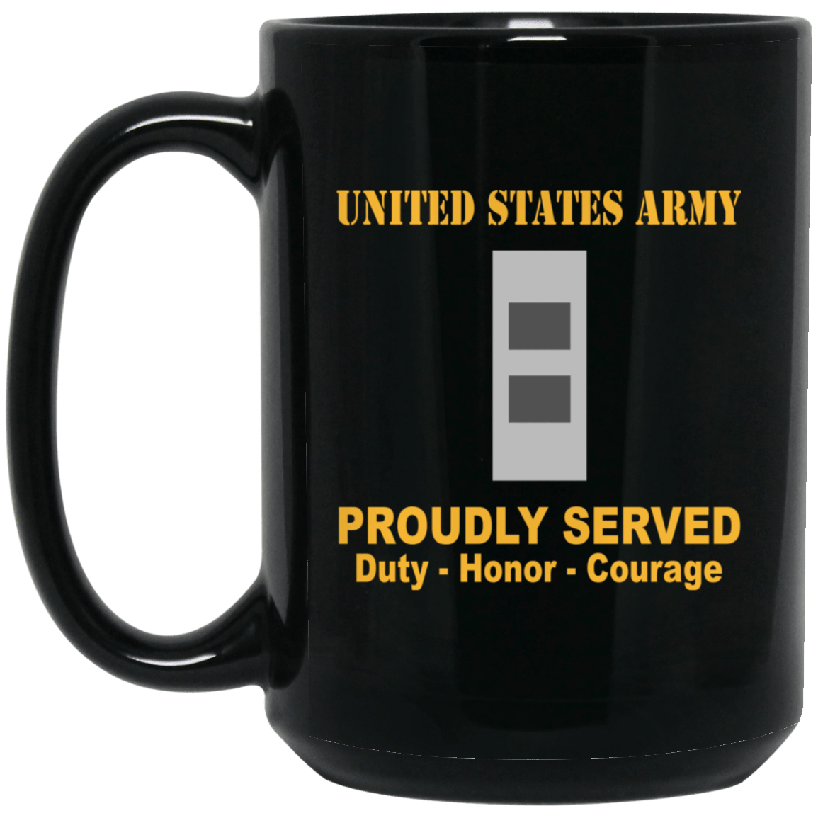 US Army Insignia Proudly Served Duty - Honor - Courage Black Coffee Mug 11oz-15oz-Mug-Army-Veterans Nation