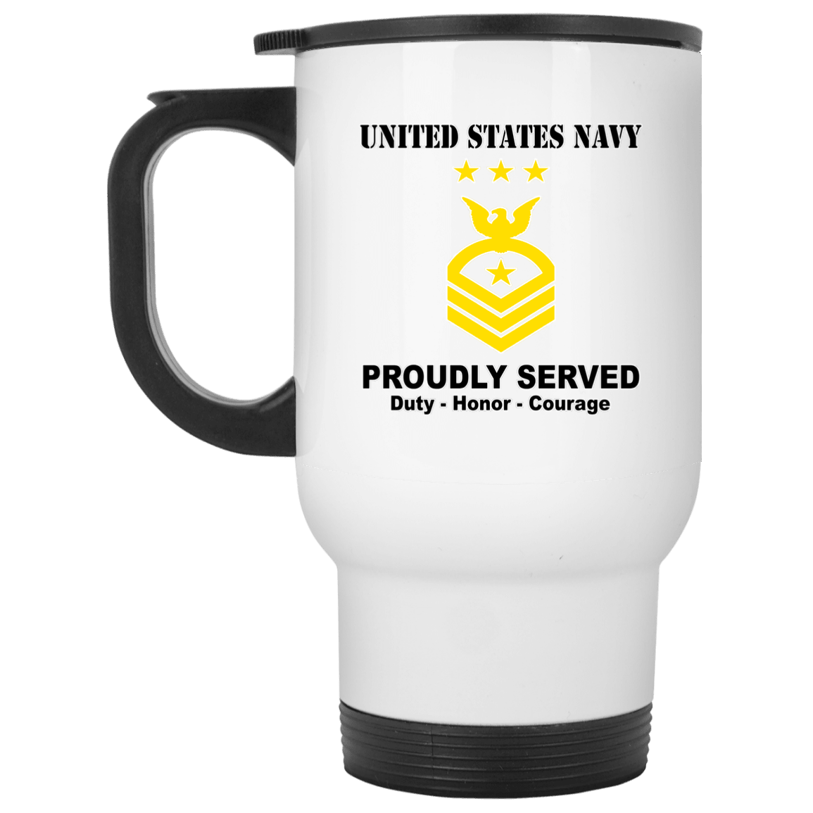 US Navy E-9 Master Chief Petty Officer Of The Navy E9 MCPON Senior Enlisted Advisor T shirt White Coffee Mug - Stainless Travel Mug-Mug-Navy-Collar-Veterans Nation