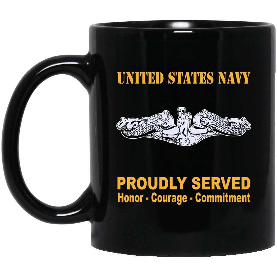 US Navy Submarine Warfare Officer Enlisted Badge 11 oz - 15 oz Black Mug-Mug-Navy-Badge-Veterans Nation