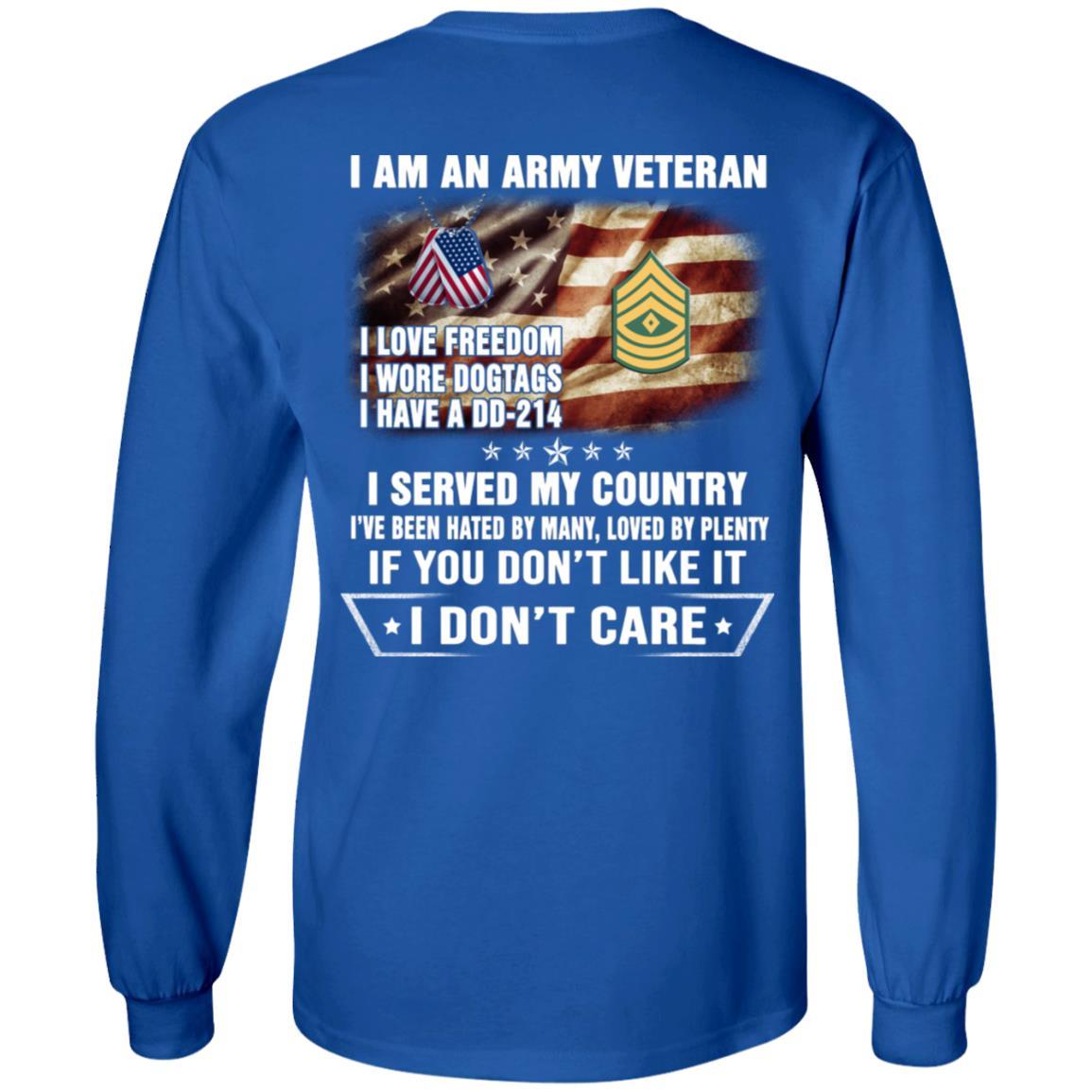 T-Shirt "I Am An Army Veteran" E-8 First Sergeant(1SG)Rank On Back-TShirt-Army-Veterans Nation