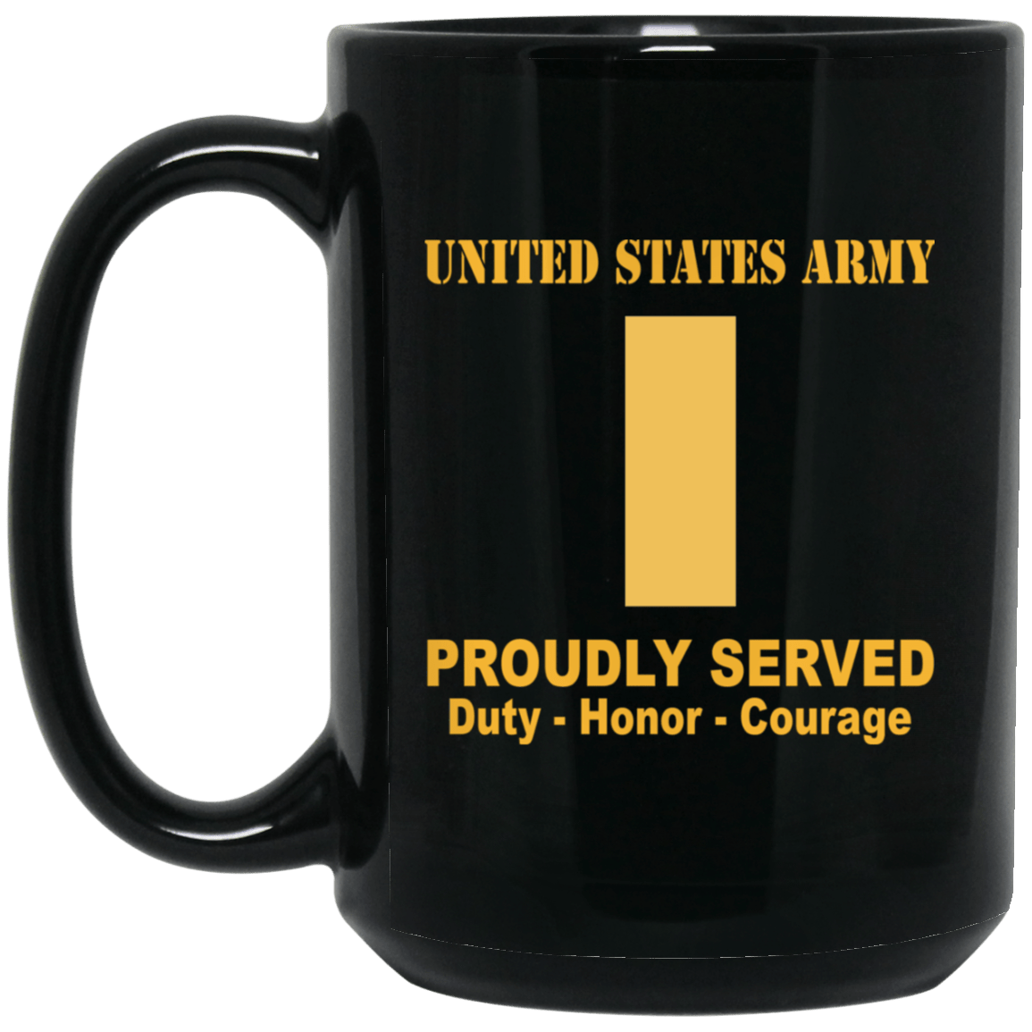 US Army Insignia Proudly Served Duty - Honor - Courage Black Coffee Mug 11oz-15oz-Mug-Army-Veterans Nation