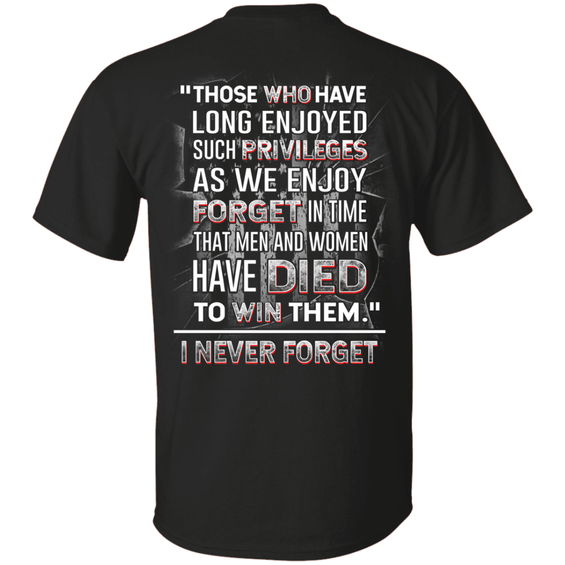 Military T-Shirt "I Never Forget Men And Women Veteran" - Men Back-TShirt-General-Veterans Nation