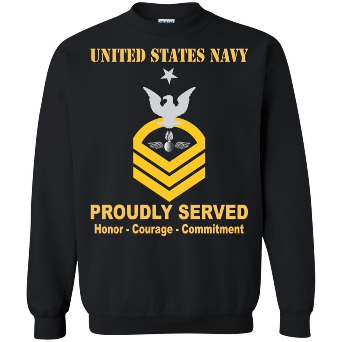 Navy Aviation Ordnanceman Navy AO E-8 Rating Badges Proudly Served T-Shirt For Men On Front-TShirt-Navy-Veterans Nation