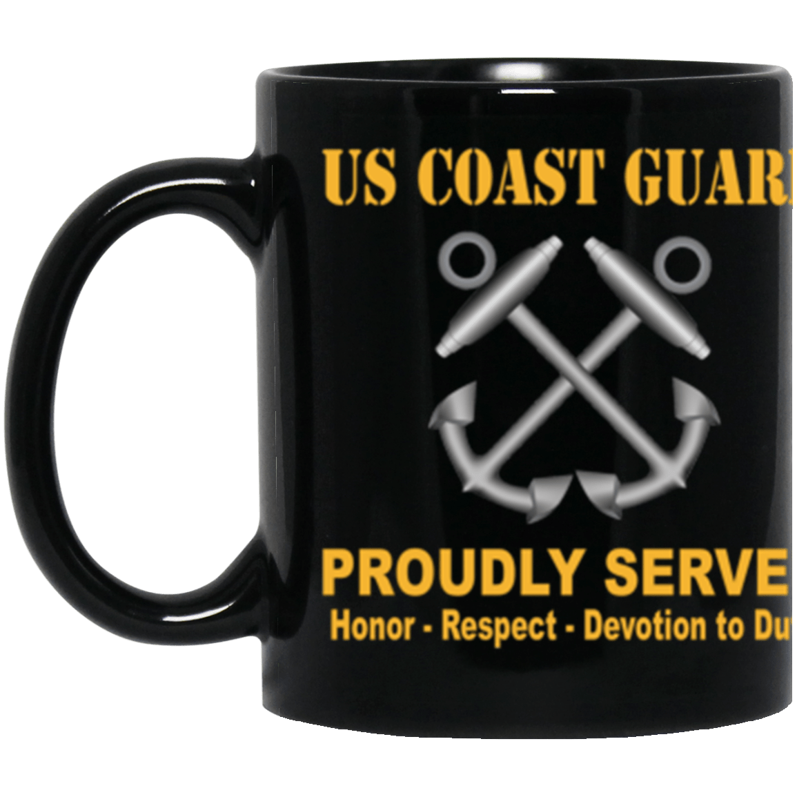 USCG Boatswains Mate BM Logo Proudly Served Core Values 11 oz. Black Mug-Drinkware-Veterans Nation