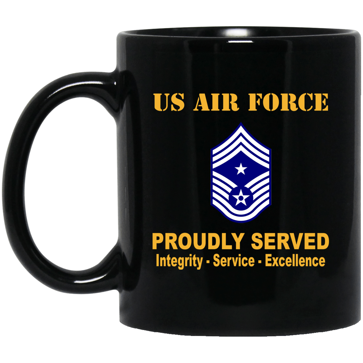 US Air Force E-9 Command Chief Master Sergeant CCM E9 Noncommissioned Officer Ranks Proudly Served Black Mug 11 oz - 15 oz-Mug-USAF-Ranks-Veterans Nation