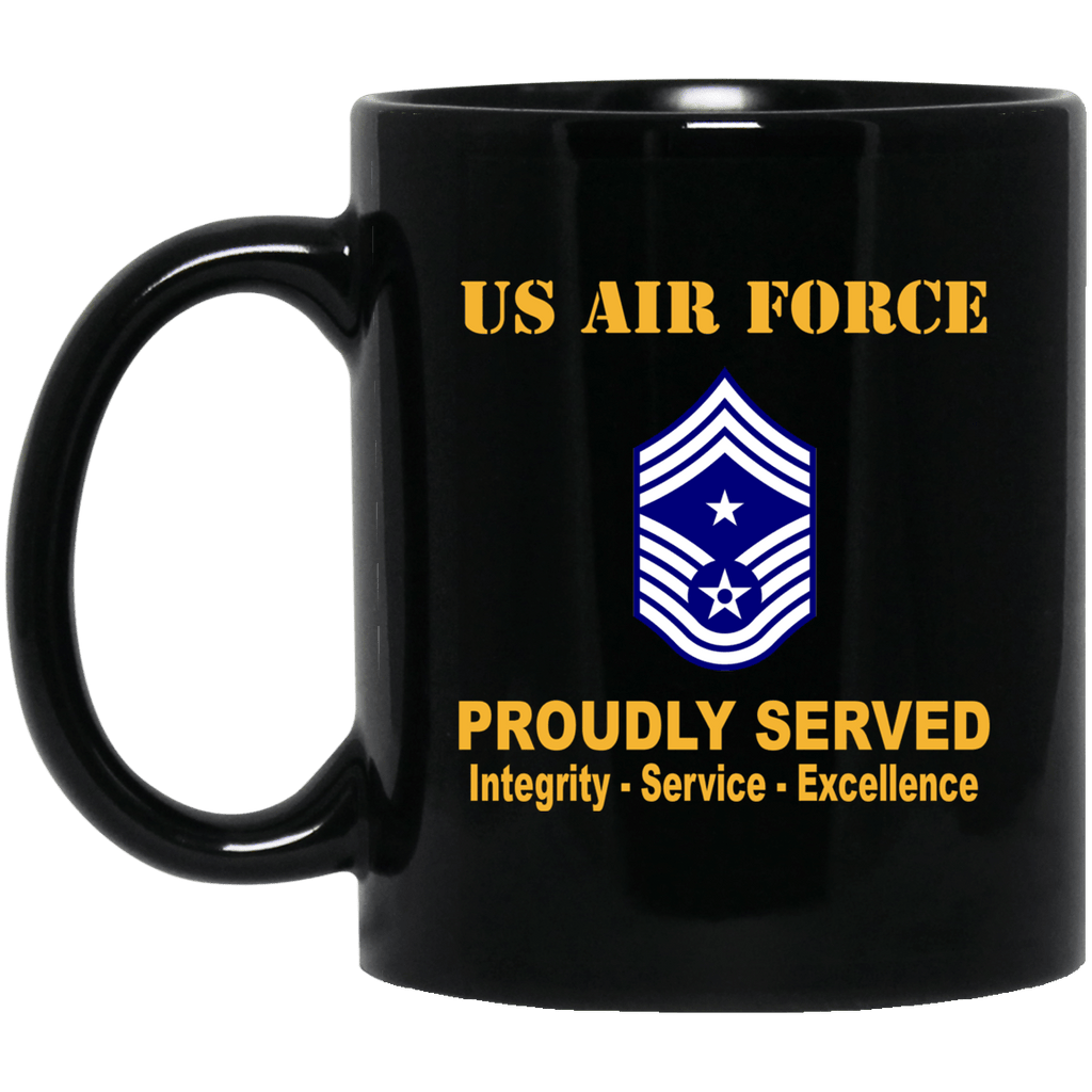 US Air Force E-9 Command Chief Master Sergeant CCM E9 Noncommissioned Officer Ranks Proudly Served Black Mug 11 oz - 15 oz-Mug-USAF-Ranks-Veterans Nation