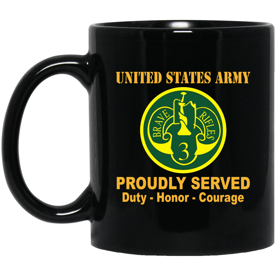 U.S. Army 3rd Armored Cavalry 11 oz - 15 oz Black Mug-Mug-Army-CSIB-Veterans Nation