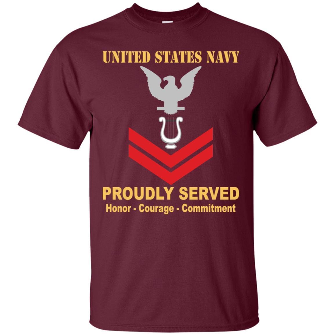 Navy Musician Navy MU E-5 Rating Badges Proudly Served T-Shirt For Men On Front-TShirt-Navy-Veterans Nation