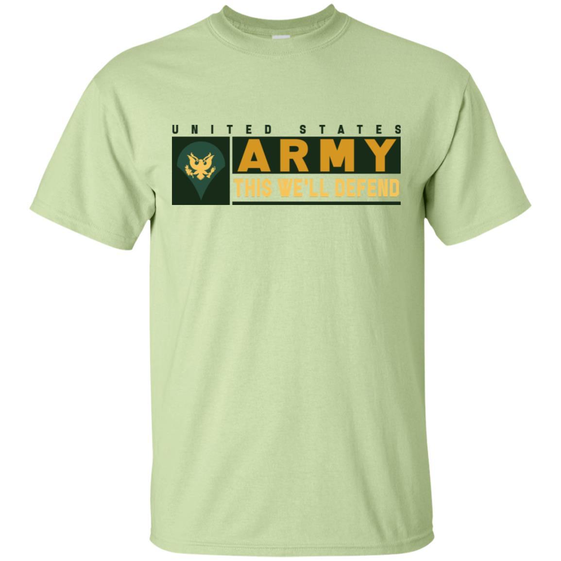 US Army E-4 SPC This We Will Defend T-Shirt On Front For Men-TShirt-Army-Veterans Nation
