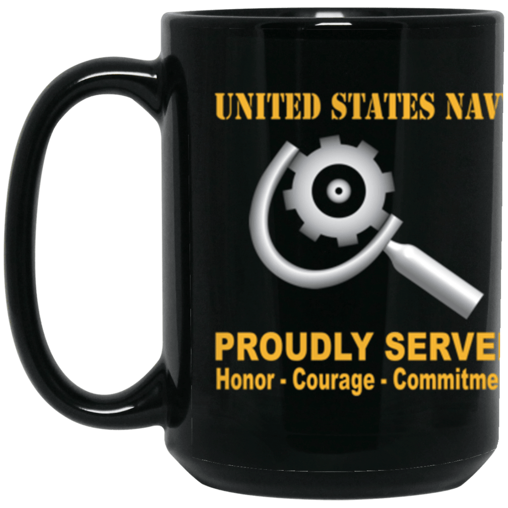 US Navy Machinery repairman Navy MR Proudly Served Core Values 15 oz. Black Mug-Drinkware-Veterans Nation