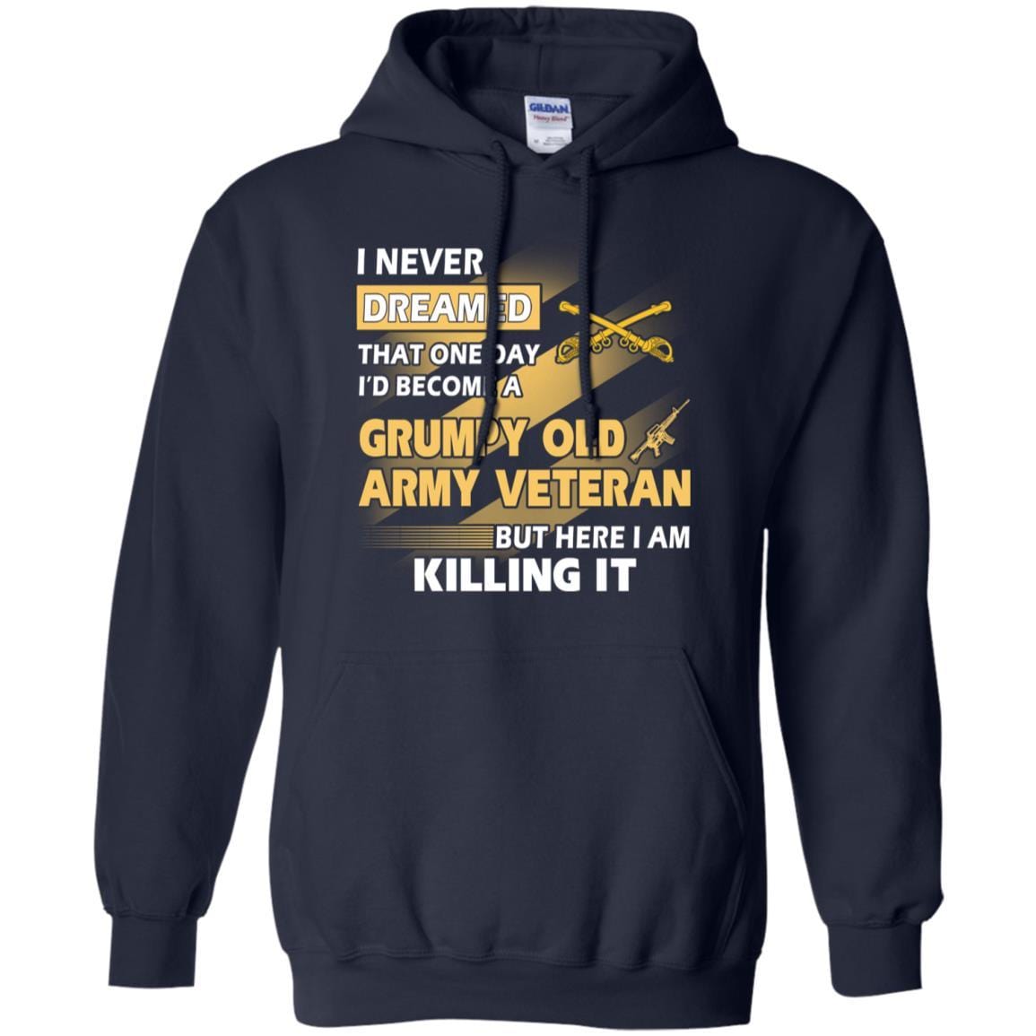 US Army T-Shirt "Cavalry Grumpy Old Veteran" On Front-TShirt-Army-Veterans Nation