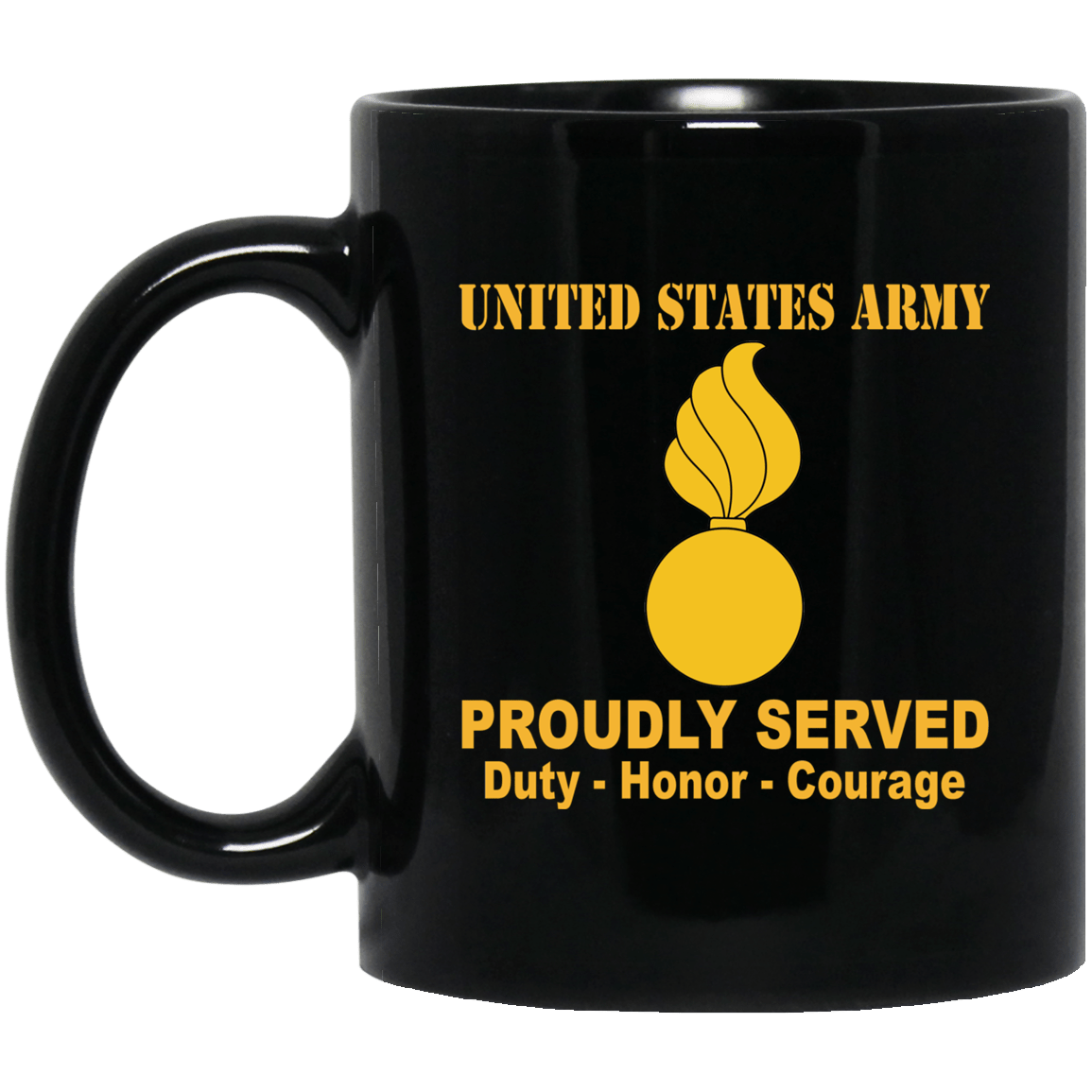 US Army Insignia Proudly Served Duty - Honor - Courage Black Coffee Mug 11oz-15oz-Mug-Army-Veterans Nation