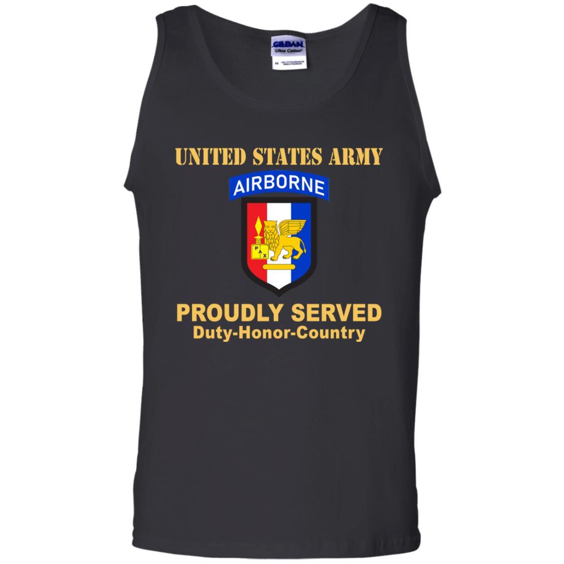 US ARMY SOUTHERN EUROPEAN TASK FORCE WITH AIRBORNE TAB- Proudly Served T-Shirt On Front For Men-TShirt-Army-Veterans Nation