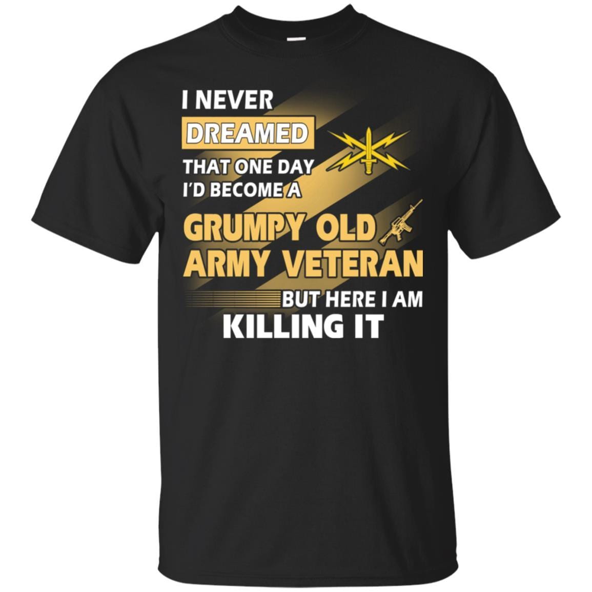 US Army T-Shirt "Cyber Corps Grumpy Old Veteran" On Front-TShirt-Army-Veterans Nation
