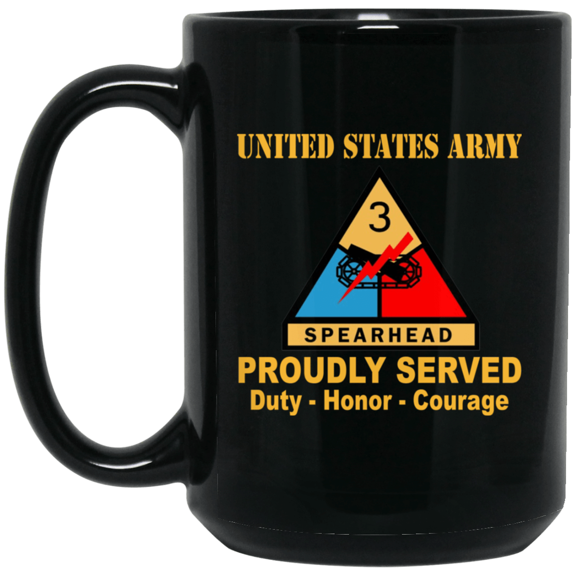 U.S. Army 3rd Armored Division 11 oz - 15 oz Black Mug-Mug-Army-CSIB-Veterans Nation