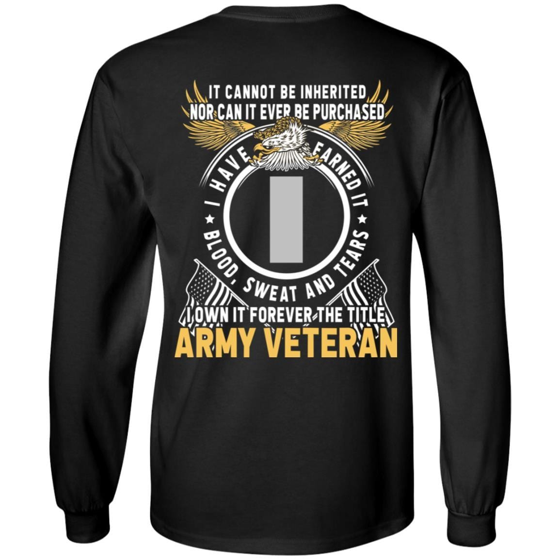 US Army O-2 First Lieutenant O2 1LT Commissioned Officer Ranks T-Shirt For Men On Back-TShirt-Army-Veterans Nation