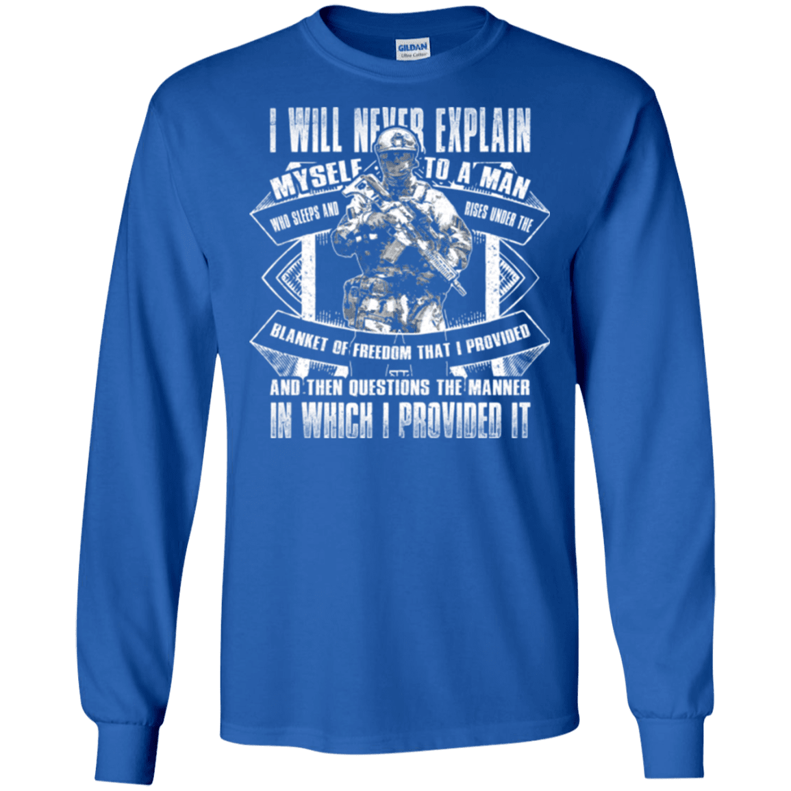 Military T-Shirt "I will never explain myself to a man" Front-TShirt-General-Veterans Nation