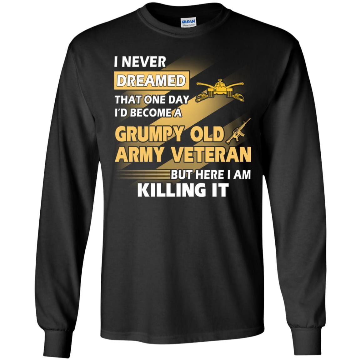 US Army T-Shirt "Armor Grumpy Old Veteran" On Front-TShirt-Army-Veterans Nation
