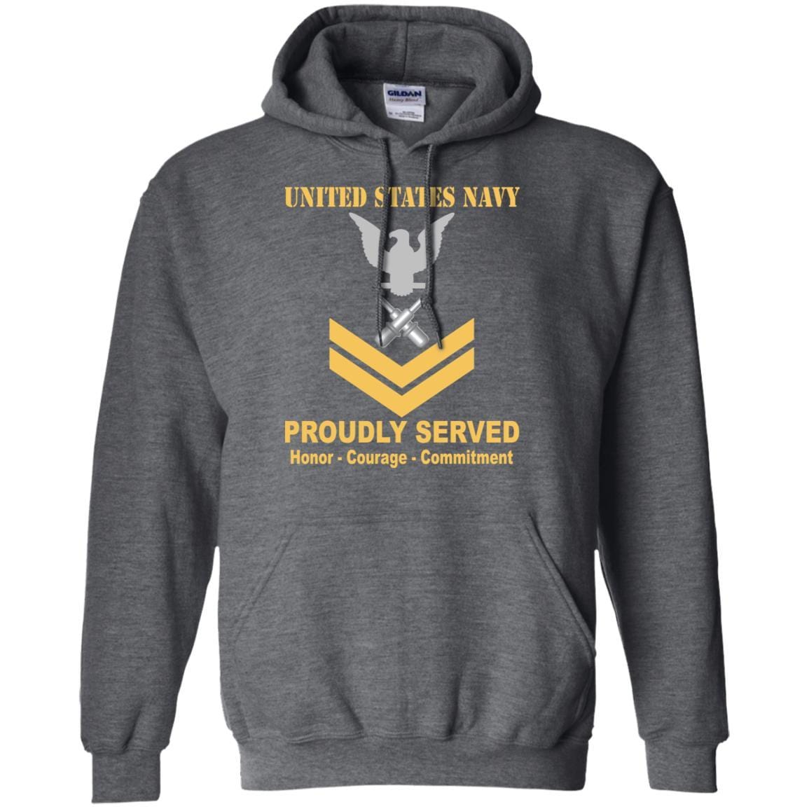 U.S Navy Gunner's mate Navy GM E-5 Rating Badges Proudly Served T-Shirt For Men On Front-TShirt-Navy-Veterans Nation